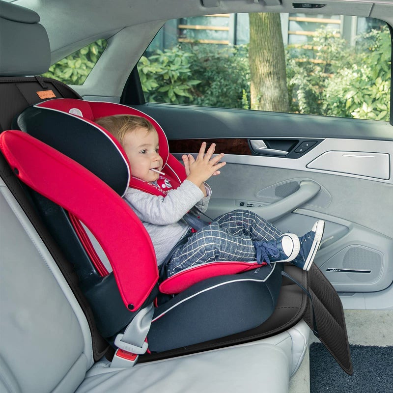 smartelf Car Seat Protector, Large Auto Protector for Child Seats with Thickest Padding and Non-Slip Backing Mesh Pockets for SUV, Sedan, Truck, Leather and Fabric - Black - Image 4